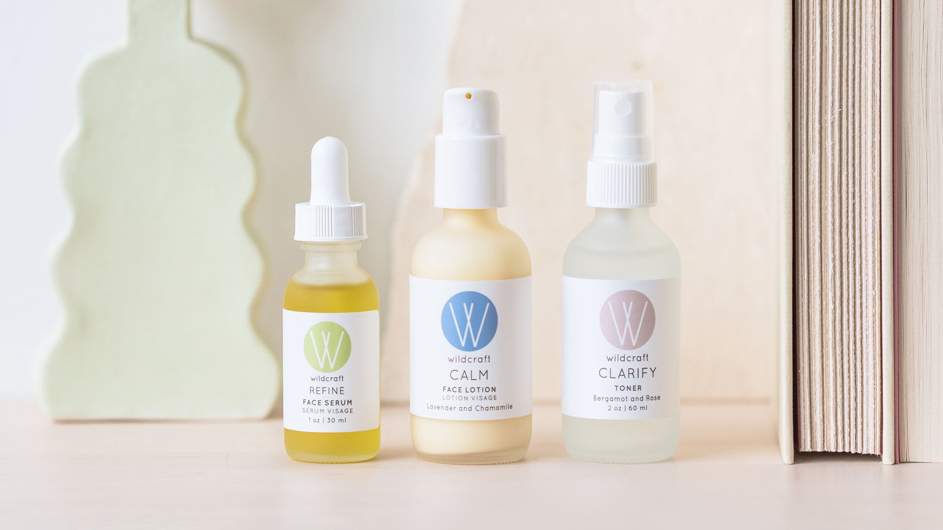 Three products for sensitive skin on a table.